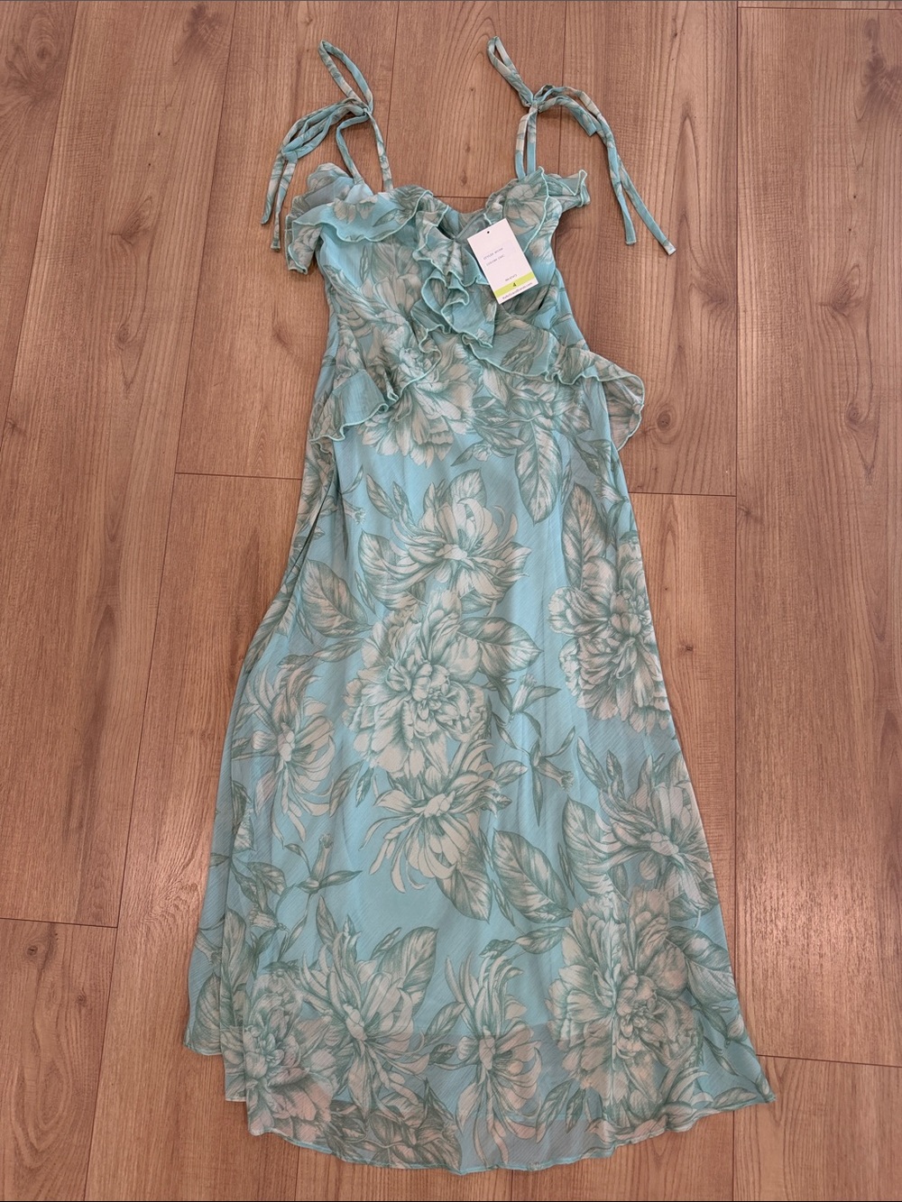 Taylor Light Blue Floral Maxi Dress with White Floral Print